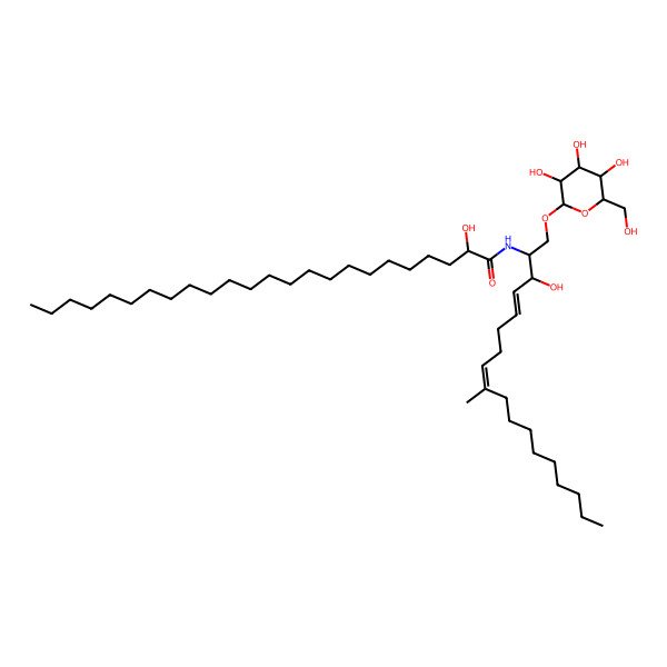 2D Structure of 2-hydroxy-N-[3-hydroxy-9-methyl-1-[3,4,5-trihydroxy-6-(hydroxymethyl)oxan-2-yl]oxyoctadeca-4,8-dien-2-yl]tetracosanamide
