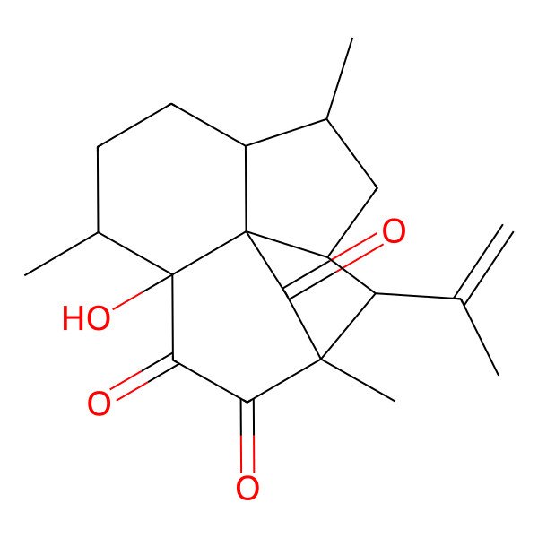 2D Structure of (1S,4S,5S,8R,9S,11S,12S,14R)-4-hydroxy-1,5,9-trimethyl-14-prop-1-en-2-yltetracyclo[9.2.1.04,12.08,12]tetradecane-2,3,13-trione