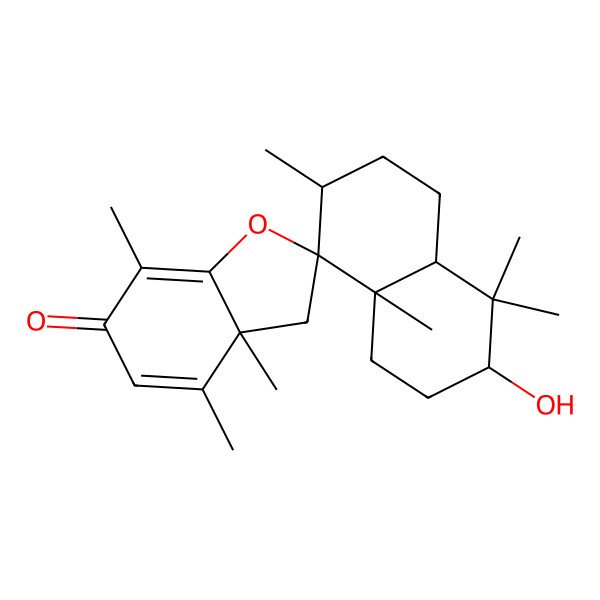 2D Structure of 3-hydroxy-3'a,4,4,4',7,7',8a-heptamethylspiro[2,3,4a,5,6,7-hexahydro-1H-naphthalene-8,2'-3H-1-benzofuran]-6'-one