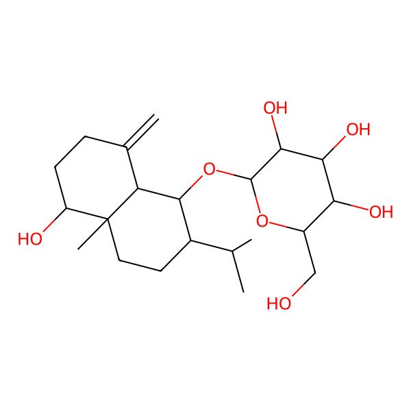 2D Structure of (2R,3R,4S,5S,6R)-2-[[(1R,2S,4aS,5S,8aR)-5-hydroxy-4a-methyl-8-methylidene-2-propan-2-yl-1,2,3,4,5,6,7,8a-octahydronaphthalen-1-yl]oxy]-6-(hydroxymethyl)oxane-3,4,5-triol