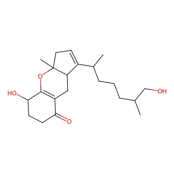 2D Structure of (3aR,5R,9aS)-5-hydroxy-1-[(2R,6S)-7-hydroxy-6-methylheptan-2-yl]-3a-methyl-3,5,6,7,9,9a-hexahydrocyclopenta[b]chromen-8-one