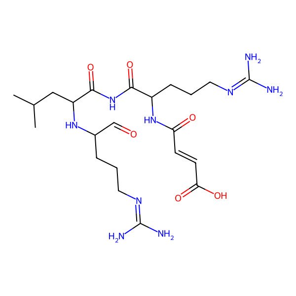 2D Structure of (E)-4-[[(2S)-5-(diaminomethylideneamino)-1-[[(2S)-2-[[(2S)-5-(diaminomethylideneamino)-1-oxopentan-2-yl]amino]-4-methylpentanoyl]amino]-1-oxopentan-2-yl]amino]-4-oxobut-2-enoic acid