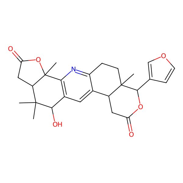 2D Structure of 18-(Furan-3-yl)-10-hydroxy-4,9,9,19-tetramethyl-5,17-dioxa-2-azapentacyclo[11.8.0.03,11.04,8.014,19]henicosa-1,3(11),12-triene-6,16-dione