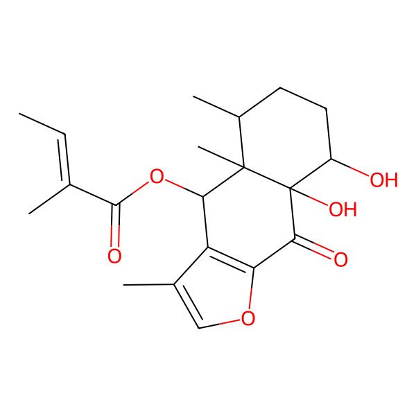 2D Structure of [(4S,4aS,5S,8S,8aS)-8,8a-dihydroxy-3,4a,5-trimethyl-9-oxo-5,6,7,8-tetrahydro-4H-benzo[f][1]benzofuran-4-yl] (Z)-2-methylbut-2-enoate