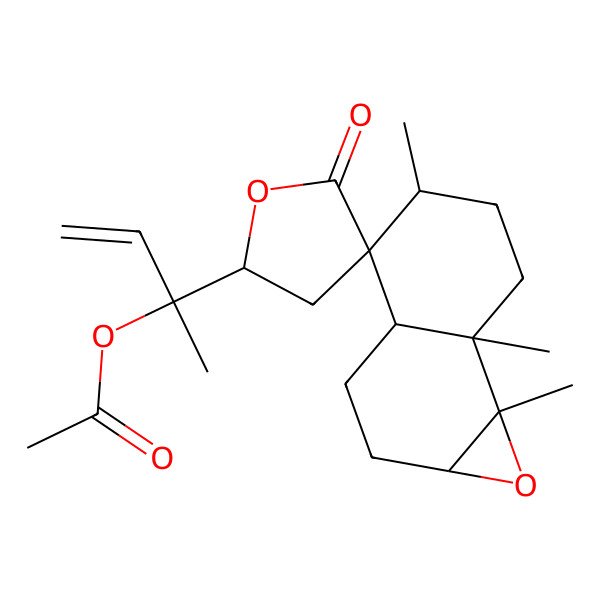 2D Structure of 2-[(1aR,3aS,4R,5R,7aR,7bS)-5,7a,7b-trimethyl-5'-oxospiro[2,3,3a,5,6,7-hexahydro-1aH-naphtho[1,2-b]oxirene-4,4'-oxolane]-2'-yl]but-3-en-2-yl acetate