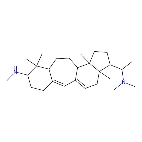 2D Structure of 15-[1-(dimethylamino)ethyl]-N,7,7,12,16-pentamethyltetracyclo[9.7.0.03,8.012,16]octadeca-1(18),2-dien-6-amine