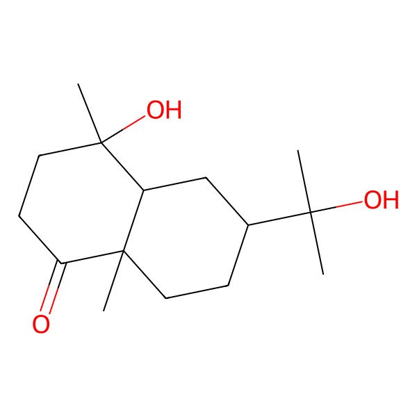2D Structure of (4S,4aS,6S,8aS)-4-hydroxy-6-(2-hydroxypropan-2-yl)-4,8a-dimethyl-3,4a,5,6,7,8-hexahydro-2H-naphthalen-1-one 2D Structure of (4S,4aS,6S,8aS)-4-hydroxy-6-(2-hydroxypropan-2-yl)-4,8a-dimethyl-3,4a,5,6,7,8-hexahydro-2H-naphthalen-1-one