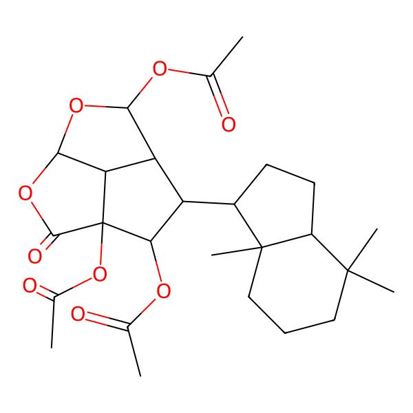 2D Structure of [4,8-diacetyloxy-6-(4,4,7a-trimethyl-2,3,3a,5,6,7-hexahydro-1H-inden-1-yl)-3-oxo-2,9-dioxatricyclo[5.2.1.04,10]decan-5-yl] acetate