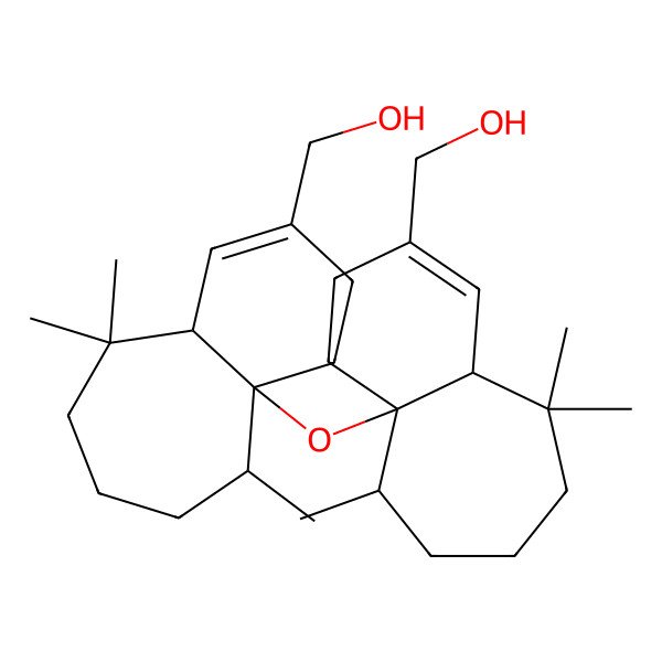2D Structure of [(4aR,9S,9aR)-9a-[[(4aR,9S,9aR)-3-(hydroxymethyl)-5,5,9-trimethyl-2,4a,6,7,8,9-hexahydro-1H-benzo[7]annulen-9a-yl]oxy]-5,5,9-trimethyl-2,4a,6,7,8,9-hexahydro-1H-benzo[7]annulen-3-yl]methanol