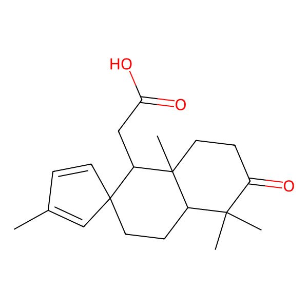 2D Structure of 2-(2',5,5,8a-Tetramethyl-6-oxospiro[1,3,4,4a,7,8-hexahydronaphthalene-2,5'-cyclopenta-1,3-diene]-1-yl)acetic acid