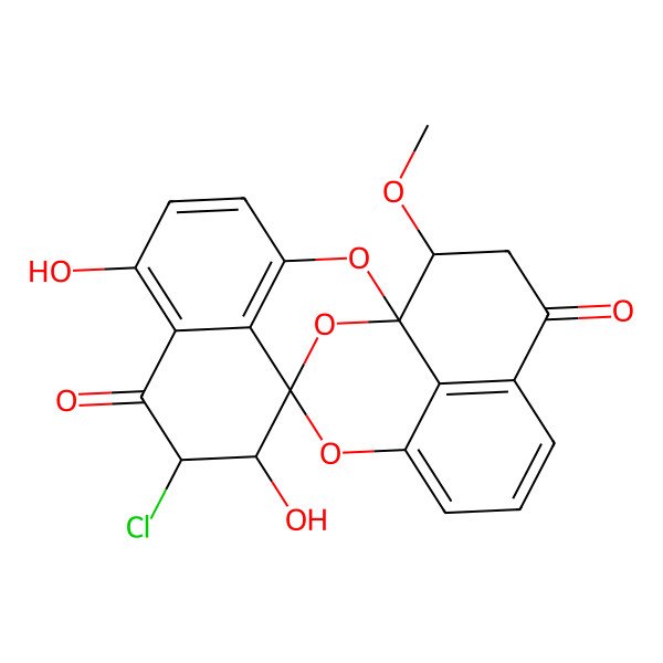 2D Structure of 9-Chloro-6,10-dihydroxy-20-methoxy-2,12,21-trioxahexacyclo[9.9.1.11,13.13,7.011,23.017,22]tricosa-3(23),4,6,13,15,17(22)-hexaene-8,18-dione