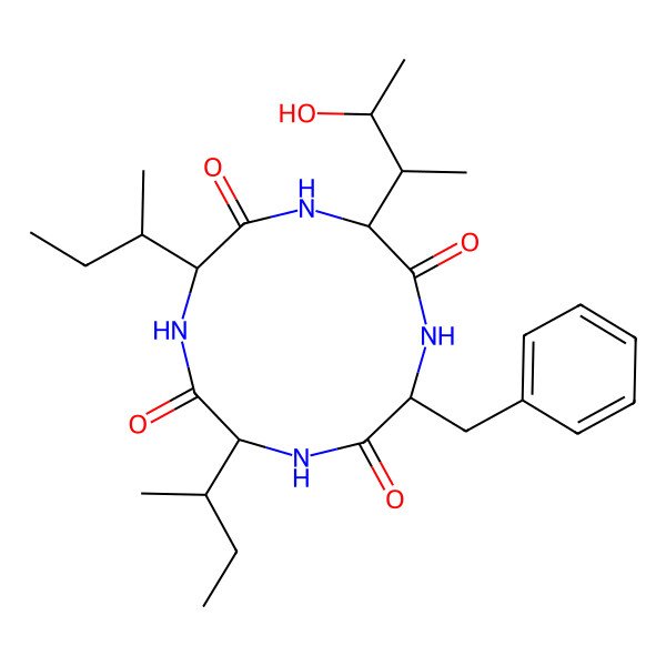 2D Structure of (3S,6S,9S,12S)-3-benzyl-9,12-di-sec-butyl-6-((2S,3R)-3-hydroxybutan-2-yl)-1,4,7,10-tetraazacyclododecane-2,5,8,11-tetraone