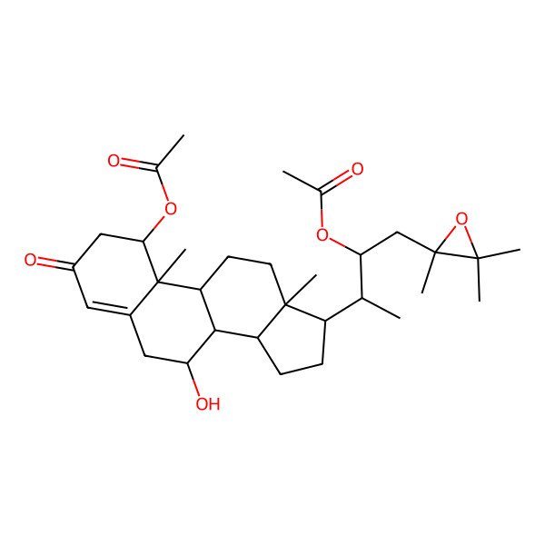 2D Structure of [17-[3-Acetyloxy-4-(2,3,3-trimethyloxiran-2-yl)butan-2-yl]-7-hydroxy-10,13-dimethyl-3-oxo-1,2,6,7,8,9,11,12,14,15,16,17-dodecahydrocyclopenta[a]phenanthren-1-yl] acetate