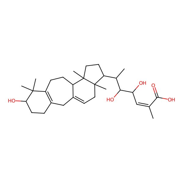 2D Structure of (E,4S,5S,6S)-4,5-dihydroxy-6-[(6S,11R,12S,15R,16R)-6-hydroxy-7,7,12,16-tetramethyl-15-tetracyclo[9.7.0.03,8.012,16]octadeca-1(18),3(8)-dienyl]-2-methylhept-2-enoic acid