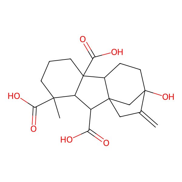2D Structure of (1S,2S,3R,4R,8R,9S,12S)-12-hydroxy-4-methyl-13-methylidenetetracyclo[10.2.1.01,9.03,8]pentadecane-2,4,8-tricarboxylic acid