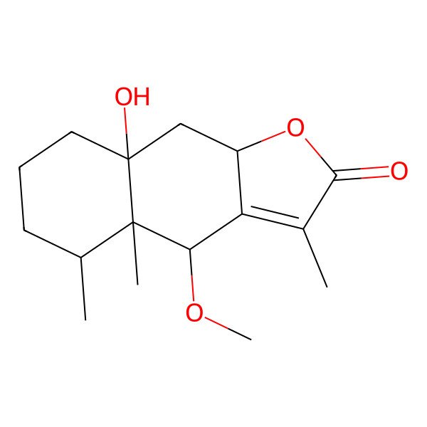 2D Structure of (4R,4aS,5S,8aS,9aS)-8a-hydroxy-4-methoxy-3,4a,5-trimethyl-5,6,7,8,9,9a-hexahydro-4H-benzo[f][1]benzofuran-2-one