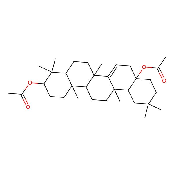 2D Structure of [(3S,4aR,6aR,6aS,8aS,14bR)-8a-acetyloxy-4,4,6a,6a,11,11,14b-heptamethyl-1,2,3,4a,5,6,8,9,10,12,12a,13,14,14a-tetradecahydropicen-3-yl] acetate