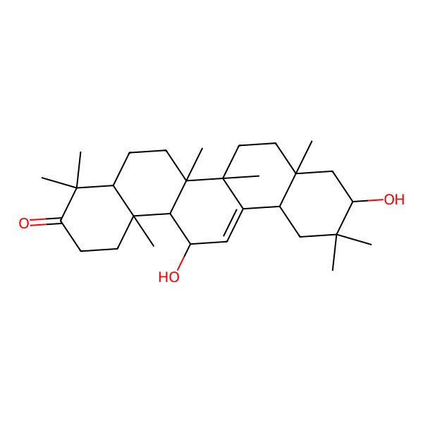 2D Structure of 10,14-dihydroxy-4,4,6a,6b,8a,11,11,14b-octamethyl-2,4a,5,6,7,8,9,10,12,12a,14,14a-dodecahydro-1H-picen-3-one