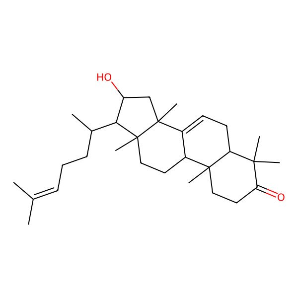 2D Structure of 16-Hydroxy-4,4,10,13,14-pentamethyl-17-(6-methylhept-5-en-2-yl)-1,2,5,6,9,11,12,15,16,17-decahydrocyclopenta[a]phenanthren-3-one