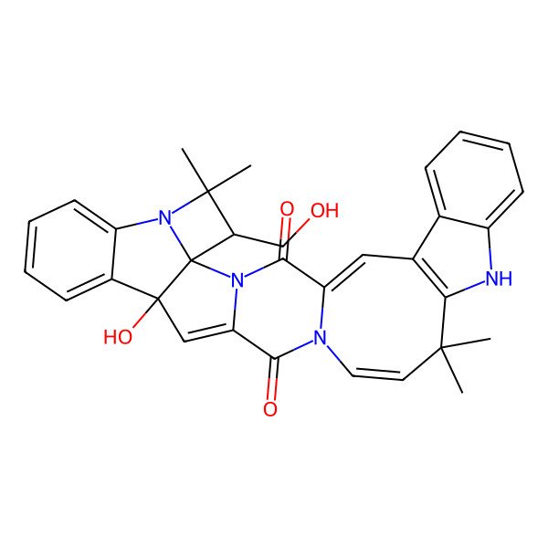 2D Structure of 14-Hydroxy-5-(hydroxymethyl)-6,6,21,21-tetramethyl-3,7,18,23-tetrazaoctacyclo[16.13.0.03,16.04,7.04,14.08,13.022,30.024,29]hentriaconta-1(31),8,10,12,15,19,22(30),24,26,28-decaene-2,17-dione