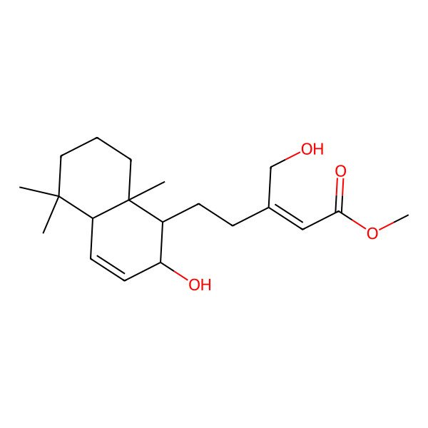 2D Structure of Methyl 5-(2-hydroxy-5,5,8a-trimethyl-1,2,4a,6,7,8-hexahydronaphthalen-1-yl)-3-(hydroxymethyl)pent-2-enoate 2D Structure of Methyl 5-(2-hydroxy-5,5,8a-trimethyl-1,2,4a,6,7,8-hexahydronaphthalen-1-yl)-3-(hydroxymethyl)pent-2-enoate
