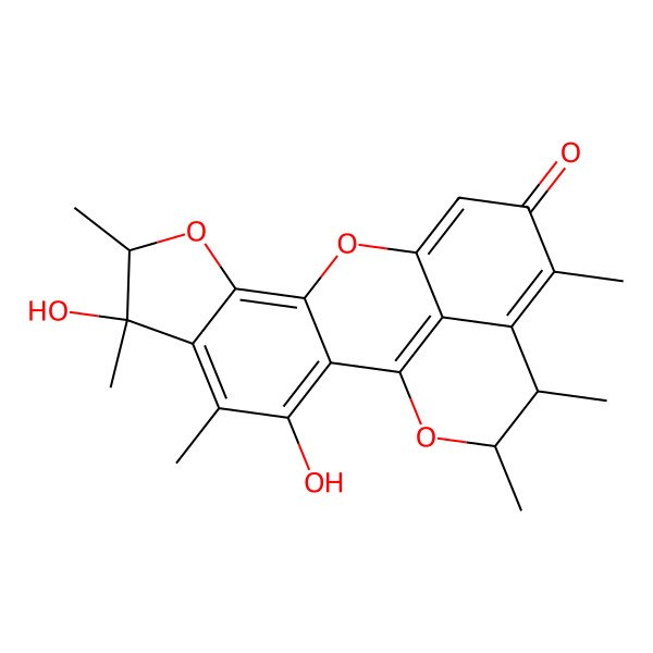 2D Structure of 3,6-Dihydroxy-4,6,7,15,17,18-hexamethyl-8,11,19-trioxapentacyclo[10.7.1.02,10.05,9.016,20]icosa-1(20),2,4,9,12,15-hexaen-14-one