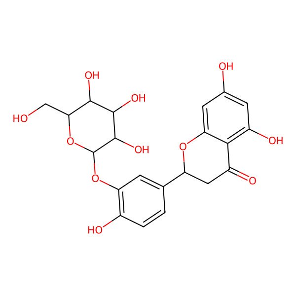 2D Structure of (2S)-5,7-dihydroxy-2-[4-hydroxy-3-[(2S,3R,4S,5S,6R)-3,4,5-trihydroxy-6-(hydroxymethyl)oxan-2-yl]oxyphenyl]-2,3-dihydrochromen-4-one