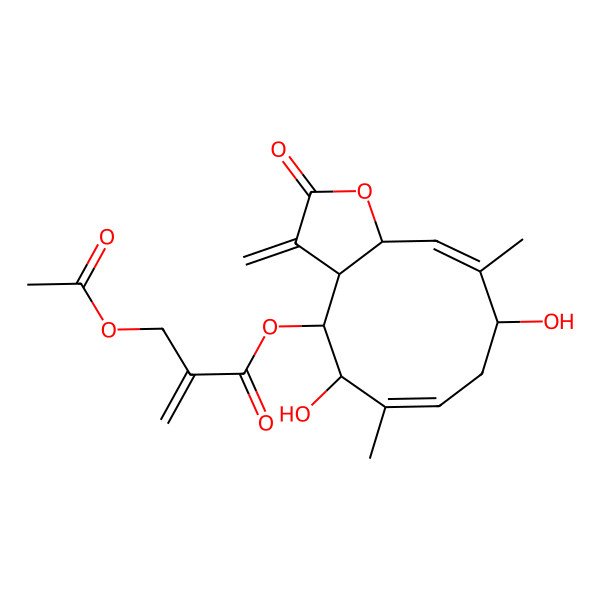 2D Structure of [(3aS,4R,5R,6E,9R,10Z,11aR)-5,9-dihydroxy-6,10-dimethyl-3-methylidene-2-oxo-3a,4,5,8,9,11a-hexahydrocyclodeca[b]furan-4-yl] 2-(acetyloxymethyl)prop-2-enoate