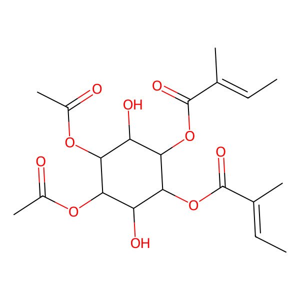 2D Structure of [(1R,2S,3S,4R,5R,6R)-3,4-diacetyloxy-2,5-dihydroxy-6-[(Z)-2-methylbut-2-enoyl]oxycyclohexyl] (Z)-2-methylbut-2-enoate