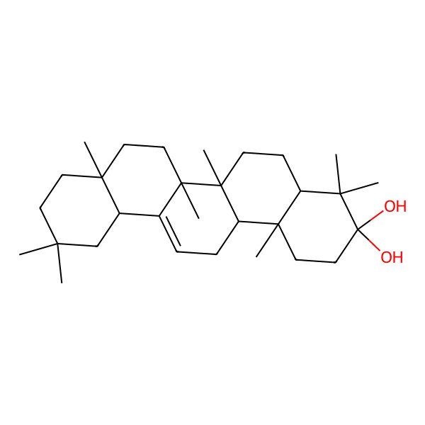 2D Structure of (4aR,6aR,6bS,8aR,12aR,14aR,14bR)-4,4,6a,6b,8a,11,11,14b-octamethyl-2,4a,5,6,7,8,9,10,12,12a,14,14a-dodecahydro-1H-picene-3,3-diol 2D Structure of (4aR,6aR,6bS,8aR,12aR,14aR,14bR)-4,4,6a,6b,8a,11,11,14b-octamethyl-2,4a,5,6,7,8,9,10,12,12a,14,14a-dodecahydro-1H-picene-3,3-diol