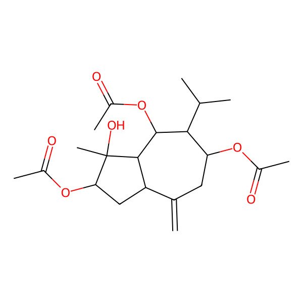 2D Structure of [(2S,3S,3aS,4S,5R,6S,8aS)-4,6-diacetyloxy-3-hydroxy-3-methyl-8-methylidene-5-propan-2-yl-1,2,3a,4,5,6,7,8a-octahydroazulen-2-yl] acetate