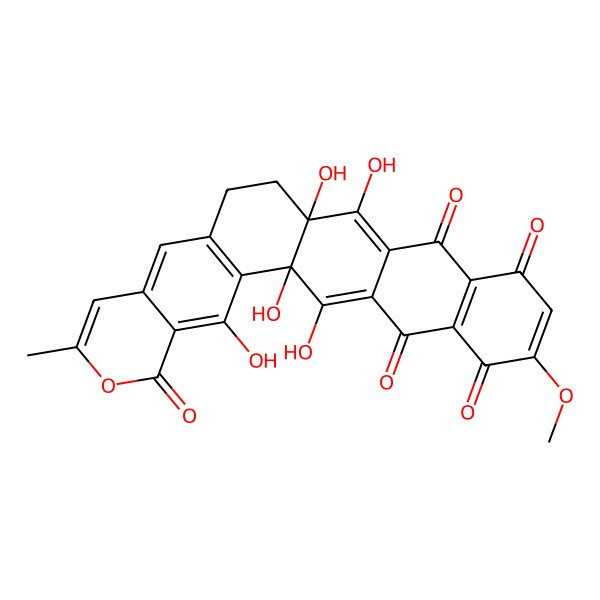 2D Structure of 1,3,14,15,26-Pentahydroxy-21-methoxy-7-methyl-6-oxahexacyclo[12.12.0.02,11.04,9.016,25.018,23]hexacosa-2(11),3,7,9,15,18(23),20,25-octaene-5,17,19,22,24-pentone