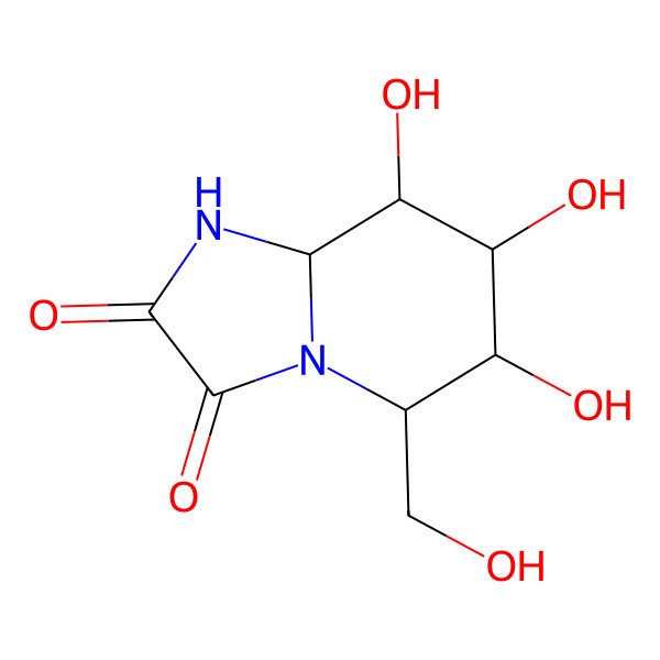 2D Structure of (5R,6R,7S,8S,8aR)-6,7,8-trihydroxy-5-(hydroxymethyl)-1,5,6,7,8,8a-hexahydroimidazo[1,2-a]pyridine-2,3-dione