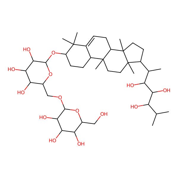 2D Structure of (2R,3S,4S,5R,6R)-2-(hydroxymethyl)-6-[[(2R,3S,4S,5R,6R)-3,4,5-trihydroxy-6-[[(3S,8R,9R,10S,13R,14S,17R)-4,4,9,13,14-pentamethyl-17-[(2S,3S,4S,5S)-3,4,5-trihydroxy-6-methylheptan-2-yl]-2,3,7,8,10,11,12,15,16,17-decahydro-1H-cyclopenta[a]phenanthren-3-yl]oxy]oxan-2-yl]methoxy]oxane-3,4,5-triol