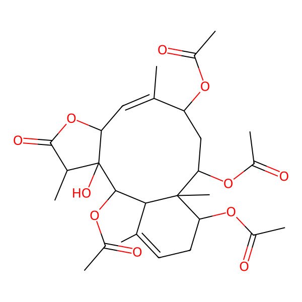 2D Structure of (2,10,12-Triacetyloxy-3-hydroxy-4,9,13,17-tetramethyl-5-oxo-6-oxatricyclo[11.4.0.03,7]heptadeca-8,16-dien-14-yl) acetate