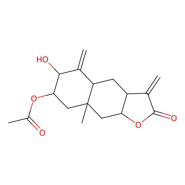 2D Structure of [(3aR,4aR,6R,7R,8aS,9aR)-6-hydroxy-8a-methyl-3,5-dimethylidene-2-oxo-3a,4,4a,6,7,8,9,9a-octahydrobenzo[f][1]benzofuran-7-yl] acetate