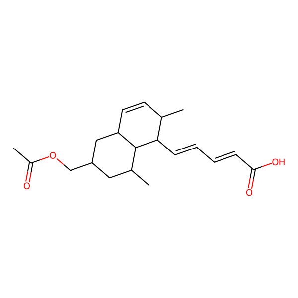 2D Structure of 5-[6-(Acetyloxymethyl)-2,8-dimethyl-1,2,4a,5,6,7,8,8a-octahydronaphthalen-1-yl]penta-2,4-dienoic acid