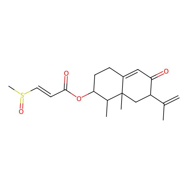 2D Structure of (1,8a-Dimethyl-6-oxo-7-prop-1-en-2-yl-1,2,3,4,7,8-hexahydronaphthalen-2-yl) 3-methylsulfinylprop-2-enoate