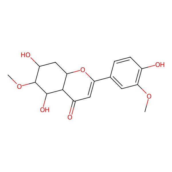 2D Structure of (4aR,5S,6R,7R,8aS)-5,7-dihydroxy-2-(4-hydroxy-3-methoxyphenyl)-6-methoxy-4a,5,6,7,8,8a-hexahydrochromen-4-one