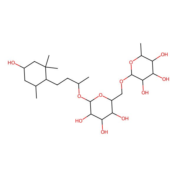 2D Structure of (2S,3R,4R,5R,6R)-2-methyl-6-[[(2R,3R,4S,5R,6R)-3,4,5-trihydroxy-6-[(2R)-4-[(1S,4S,6R)-4-hydroxy-2,2,6-trimethylcyclohexyl]butan-2-yl]oxyoxan-2-yl]methoxy]oxane-3,4,5-triol
