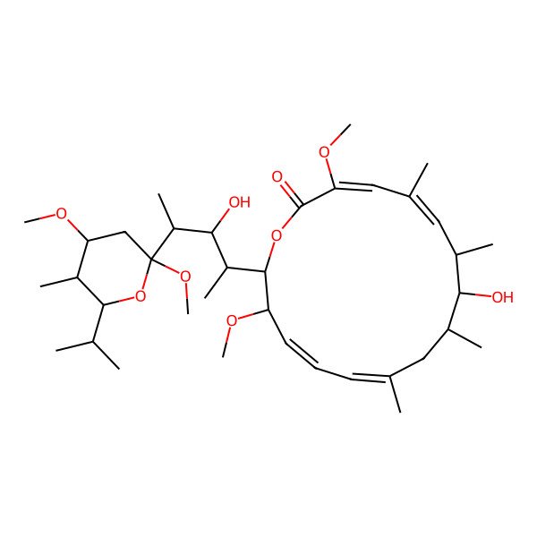 2D Structure of (7R,8S,9S,15S,16R)-16-[(2S,3R,4S)-4-[(2R,4R,5S,6R)-2,4-dimethoxy-5-methyl-6-propan-2-yloxan-2-yl]-3-hydroxypentan-2-yl]-8-hydroxy-3,15-dimethoxy-5,7,9,11-tetramethyl-1-oxacyclohexadeca-3,5,11,13-tetraen-2-one
