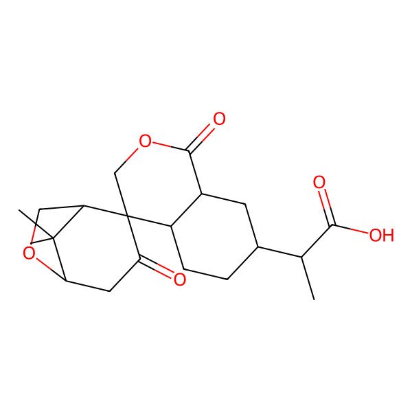2D Structure of (2R)-2-[(1'R,4S,4aR,5'R,7R,8aS)-8',8'-dimethyl-1,3'-dioxospiro[4a,5,6,7,8,8a-hexahydro-3H-isochromene-4,2'-6-oxabicyclo[3.2.1]octane]-7-yl]propanoic acid