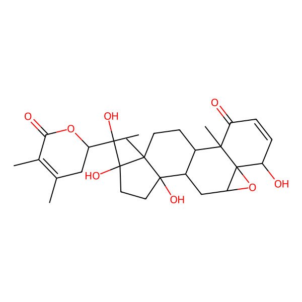 2D Structure of 15-[1-(4,5-dimethyl-6-oxo-3,6-dihydro-2H-pyran-2-yl)-1-hydroxyethyl]-6,12,15-trihydroxy-2,16-dimethyl-8-oxapentacyclo[9.7.0.0^{2,7}.0^{7,9}.0^{12,16}]octadec-4-en-3-one