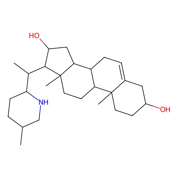2D Structure of (3S,8S,9S,10R,13S,14S,16S,17R)-10,13-dimethyl-17-[(1S)-1-[(2S,5R)-5-methylpiperidin-2-yl]ethyl]-2,3,4,7,8,9,11,12,14,15,16,17-dodecahydro-1H-cyclopenta[a]phenanthrene-3,16-diol