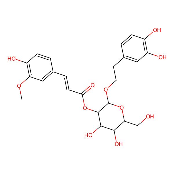 2D Structure of [2-[2-(3,4-Dihydroxyphenyl)ethoxy]-4,5-dihydroxy-6-(hydroxymethyl)oxan-3-yl] 3-(4-hydroxy-3-methoxyphenyl)prop-2-enoate