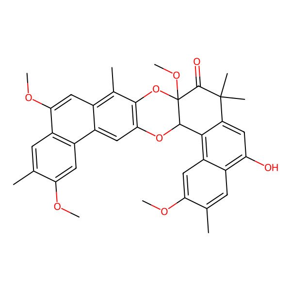 2D Structure of (3R,16S)-11-hydroxy-7,16,22,26-tetramethoxy-8,14,14,19,25-pentamethyl-2,17-dioxaheptacyclo[16.12.0.03,16.04,13.05,10.020,29.023,28]triaconta-1(18),4,6,8,10,12,19,21,23(28),24,26,29-dodecaen-15-one