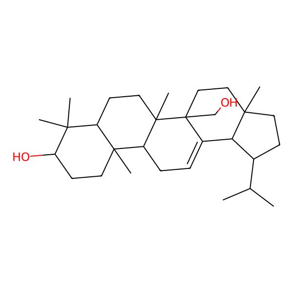 2D Structure of 5a-(Hydroxymethyl)-3a,5b,8,8,11a-pentamethyl-1-propan-2-yl-1,2,3,4,5,6,7,7a,9,10,11,11b,12,13b-tetradecahydrocyclopenta[a]chrysen-9-ol