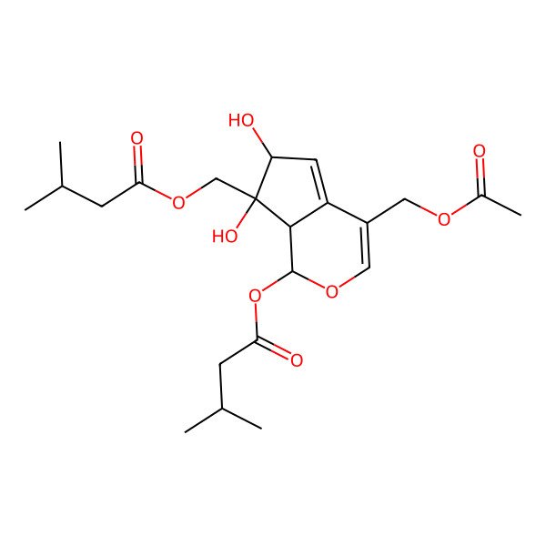 2D Structure of [4-(acetyloxymethyl)-6,7-dihydroxy-1-(3-methylbutanoyloxy)-6,7a-dihydro-1H-cyclopenta[c]pyran-7-yl]methyl 3-methylbutanoate