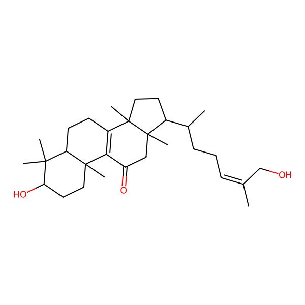 2D Structure of 3-Hydroxy-17-(7-hydroxy-6-methylhept-5-en-2-yl)-4,4,10,13,14-pentamethyl-1,2,3,5,6,7,12,15,16,17-decahydrocyclopenta[a]phenanthren-11-one
