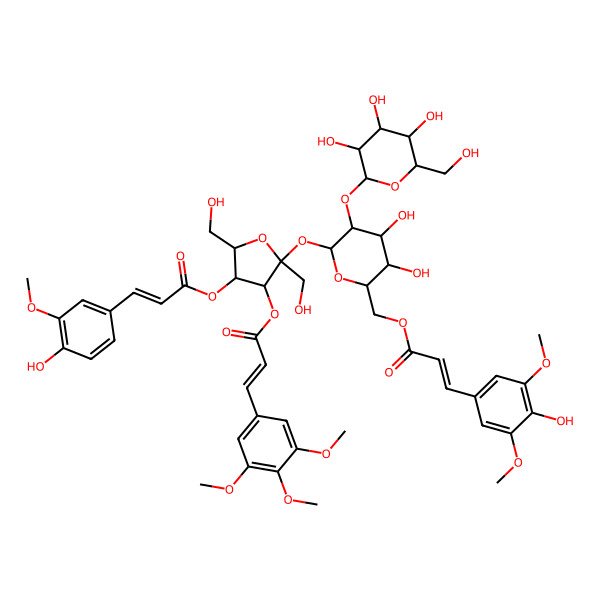 2D Structure of [5-[4,5-Dihydroxy-6-[3-(4-hydroxy-3,5-dimethoxyphenyl)prop-2-enoyloxymethyl]-3-[3,4,5-trihydroxy-6-(hydroxymethyl)oxan-2-yl]oxyoxan-2-yl]oxy-2,5-bis(hydroxymethyl)-4-[3-(3,4,5-trimethoxyphenyl)prop-2-enoyloxy]oxolan-3-yl] 3-(4-hydroxy-3-methoxyphenyl)prop-2-enoate